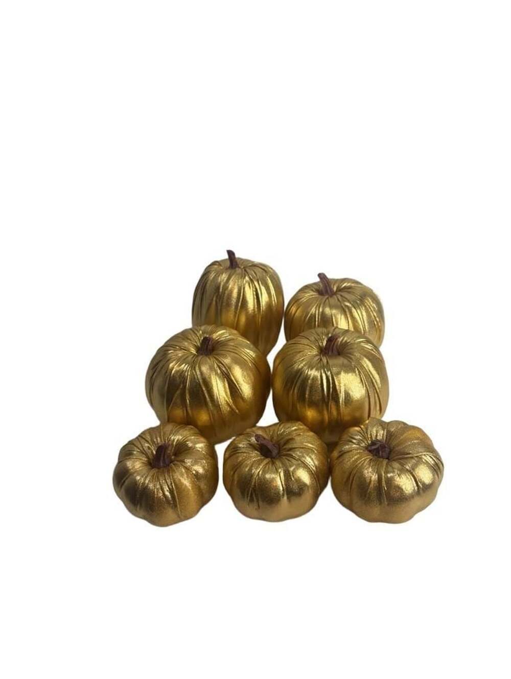 Gold Decorative Pumpkins Set Of 7 Fabric Autumn Decor